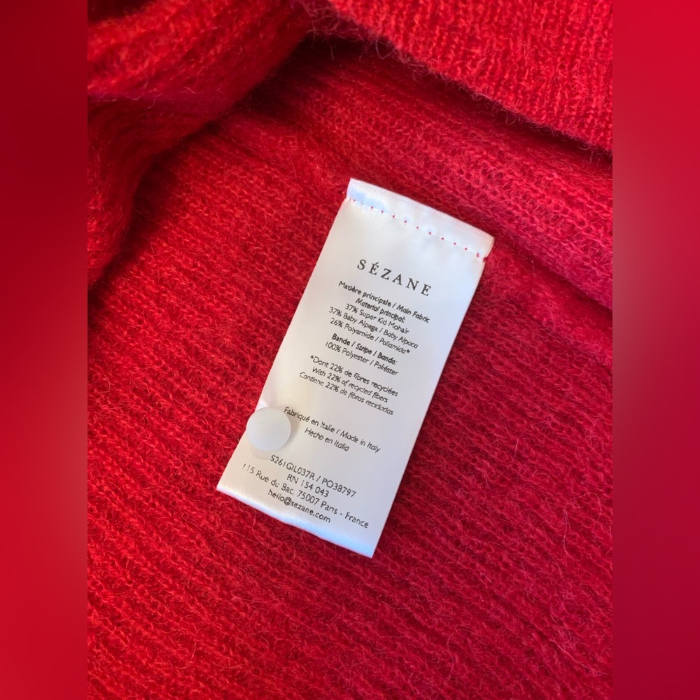 NWT Sezane Gaspard in Cropped Red XS Cardigan Sweater - Picture 3 of 5